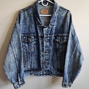 Vintage 1999 Levi's Acid Washed Denim Trucker Jacket - White Tab - Size Large